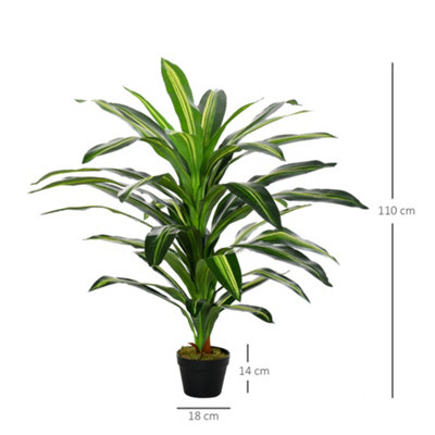 Outsunny 110cm/3.6FT Artificial Dracaena Plant Fake Tree Potted Home Office - 3