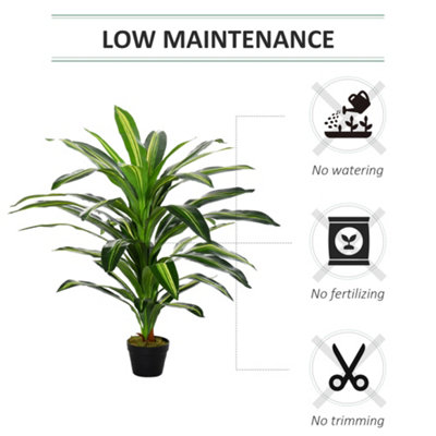Outsunny 110cm/3.6FT Artificial Dracaena Plant Fake Tree Potted Home Office - 6