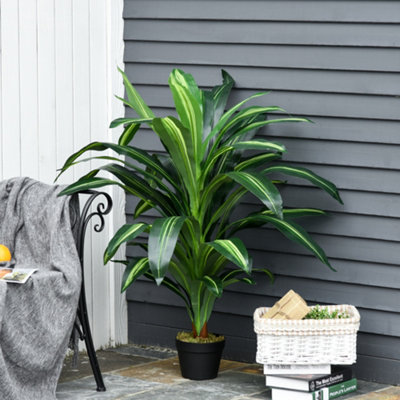 Outsunny 110cm/3.6FT Artificial Dracaena Plant Fake Tree Potted Home Office - 7