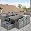 Outsunny 11PC Garden Rattan Dining Set Cushion Patio Table Chair Conservatory Grey