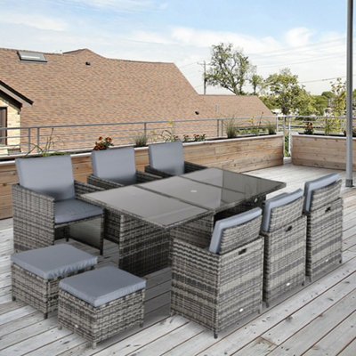 11 piece rattan cube on sale garden furniture grey