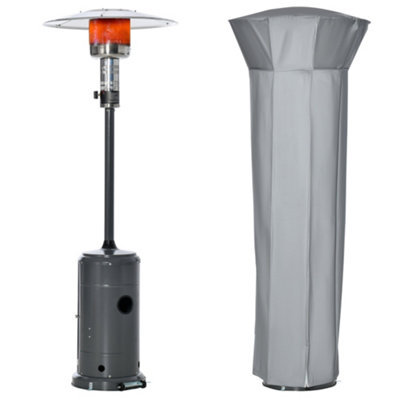 Outsunny 12.5KW Outdoor Gas Patio Heater Freestanding Propane Heater with  Wheels, Dust Cover, Regulator and Hose, Charcoal Grey | DIY at Bu0026Q