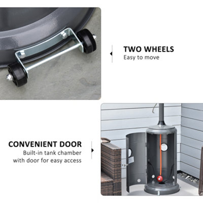 Outsunny 12.5KW Outdoor Gas Patio Heater Freestanding Propane Heater with  Wheels, Dust Cover, Regulator and Hose, Charcoal Grey | DIY at Bu0026Q