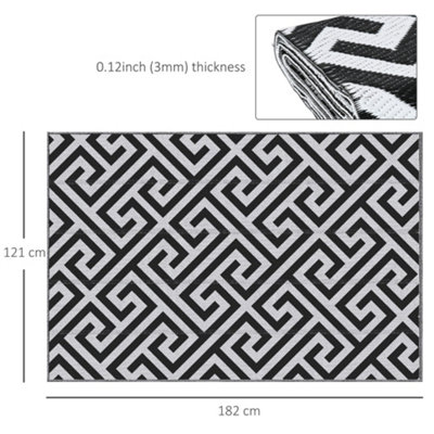 Outsunny 121x182cm Reversible Outdoor Rug Portable Plastic Straw RV Camping Mat - 3