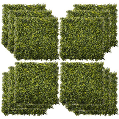 Outsunny 12PCS Artificial Boxwood Panel 50cm x 50cm Faux Hedge Greenery Backdrop