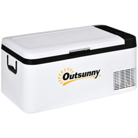 Outsunny 12V Portable Car Refrigerator w/ Inner LED Light Indoor Outdoor, 18L