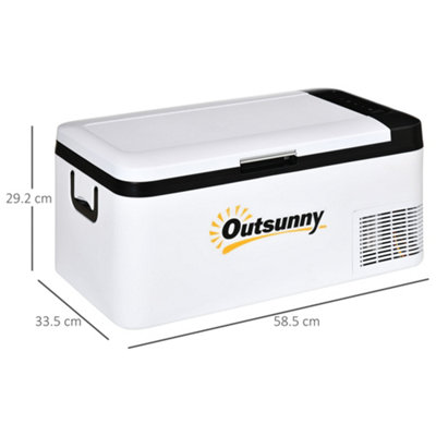 Outsunny 12V Portable Car Refrigerator w/ Inner LED Light Indoor Outdoor, 18L