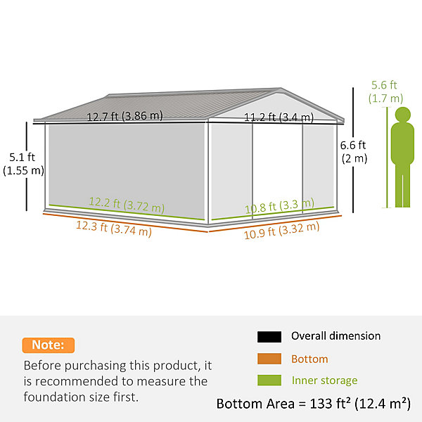 Outsunny 13 X 11ft Garden Storage Shed with2 Doors Outsunny 13 X 11ft Garden Storage Shed with2 Doors
