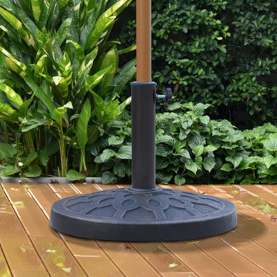 Outsunny 13kg Garden Parasol Base Round Resin Umbrella Stand Holder Bronze Tone