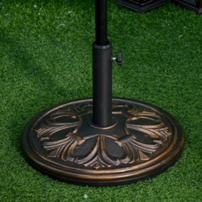Outsunny 13KG Round Parasol Base Heavy Duty Cement Stand Umbrella Holder Bronze