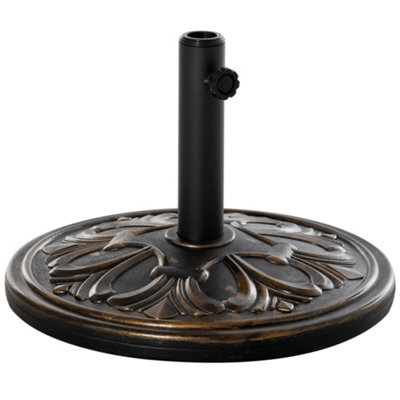 Outsunny 13KG Round Parasol Base Heavy Duty Cement Stand Umbrella Holder Bronze - 3