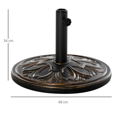 Outsunny 13KG Round Parasol Base Heavy Duty Cement Stand Umbrella Holder Bronze - 4