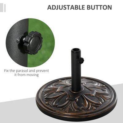 Outsunny 13KG Round Parasol Base Heavy Duty Cement Stand Umbrella Holder Bronze - 5