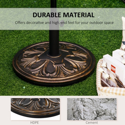 Outsunny 13KG Round Parasol Base Heavy Duty Cement Stand Umbrella Holder Bronze - 6