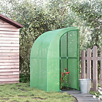 Outsunny 143 x 118 x 212cm Walk-In Lean to Wall Tunnel Greenhouse w/ Door
