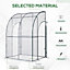 Outsunny 143 x 118 x 212cm Walk-In Lean to Wall Tunnel PVC Greenhouse with Doors