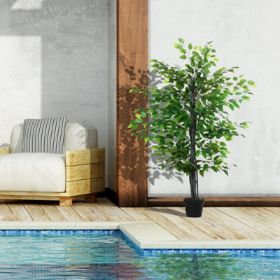 Outsunny 145cm Artificial Banyan Plant Faux Decor Tree w/ Pot Indoor Outdoor - 4
