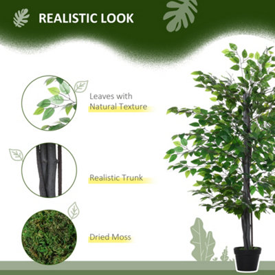Outsunny 145cm Artificial Banyan Plant Faux Decor Tree w/ Pot Indoor Outdoor - 5