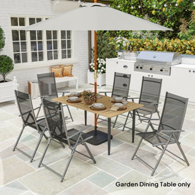 Outsunny 150 x 90cm Garden Dining Table with Parasol Hole, Table