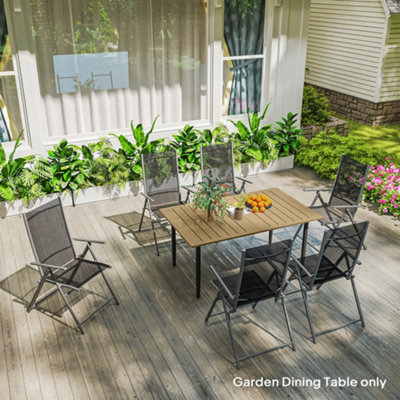 Outsunny 150 x 90cm Garden Dining Table with Parasol Hole, Table