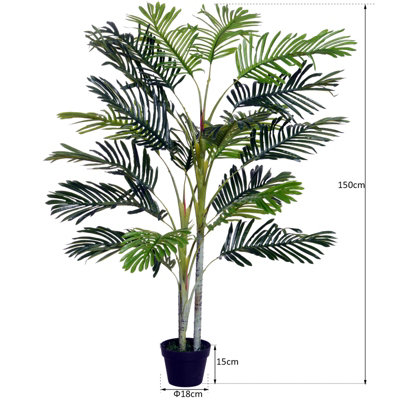 Outsunny 150cm(5ft) Palm Tree Artificial Faux Decor Green Plant Home Office - 3