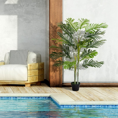 Outsunny 150cm(5ft) Palm Tree Artificial Faux Decor Green Plant Home Office - 4