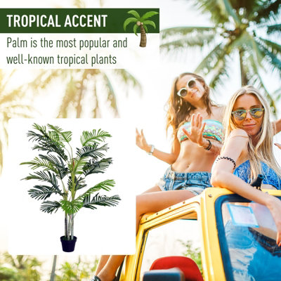 Outsunny 150cm(5ft) Palm Tree Artificial Faux Decor Green Plant Home Office