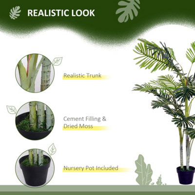 Outsunny 150cm(5ft) Palm Tree Artificial Faux Decor Green Plant Home Office - 5