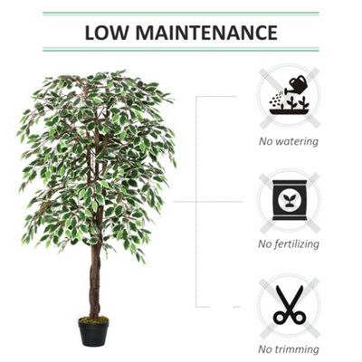 Outsunny 160cm/5.2FT Artificial Ficus Tree Fake Plant in Pot Indoor Outdoor - 6