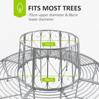 Outsunny 160cm Garden Round Tree Bench Outdoor Chair Metal Patio Circular Seat