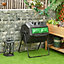 Outsunny 160L Outdoor Tumbling Compost Bin w/ Dual Chamber, Sliding Doors, Black