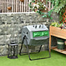 Outsunny 160L Outdoor Tumbling Compost Bin w/ Dual Chamber, Sliding Doors, Grey