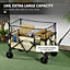 Outsunny 180L Folding Garden Trolley Wagon Cart w/ Extendable Side Walls, Khaki