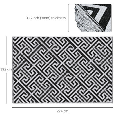 Outsunny 182x274cm Reversible Outdoor Rug Portable Plastic Straw RV Camping Mat - 3
