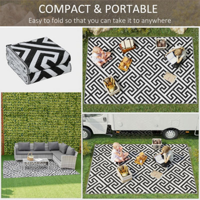 Outsunny 182x274cm Reversible Outdoor Rug Portable Plastic Straw RV ...