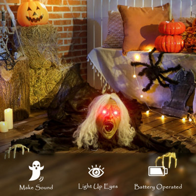 Outsunny Mummia Strisciante Di Halloween 183 Cm Con Occhi LED Luminosi - Decorazione Da Interno/Esterno A Batteria