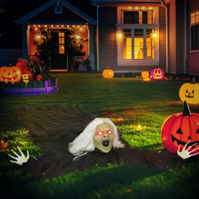 Outsunny Mummia Strisciante Di Halloween 183 Cm Con Occhi LED Luminosi - Decorazione Da Interno/Esterno A Batteria