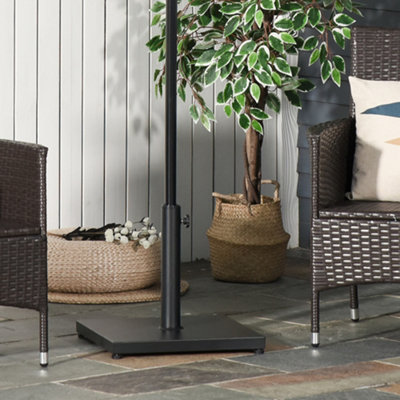 Outsunny 42 Lb. Square Patio Umbrella Base - Concrete Filled, Holds 1.25" Or 1.5" Poles, Acacia Wood Exterior