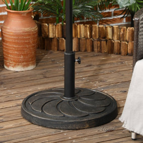 Outsunny 18kg Round Resin Garden Parasol Base for Poles of 38mm-48mm