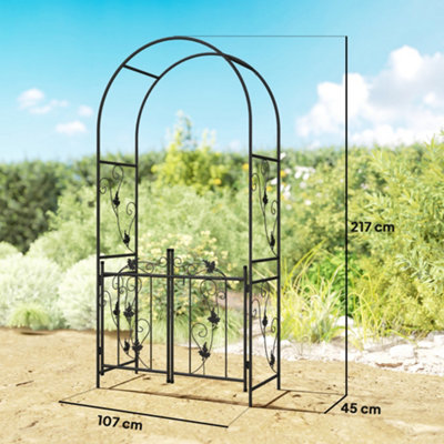 Outsunny 2.17m Steel Garden Arch with Double Gate, Garden Arbor Trellis ...