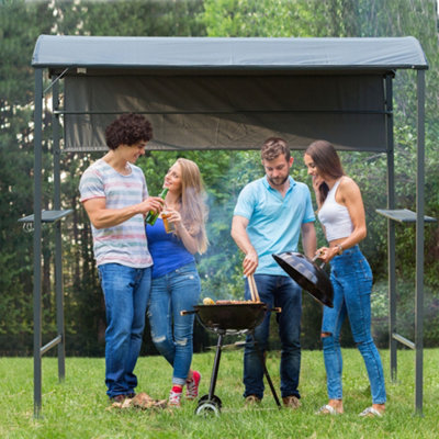 Outsunny 2.2 x 1.4m Outdoor Metal Smoking BBQ Gazebo