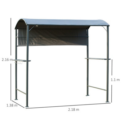 Outsunny 2.2 x 1.4m Outdoor Metal Smoking BBQ Gazebo - 1
