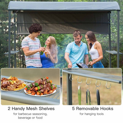 Outsunny 2.2 x 1.4m Outdoor Metal Smoking BBQ Gazebo - 6