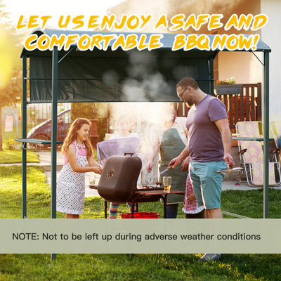 Outsunny 2.2 x 1.4m Outdoor Metal Smoking BBQ Gazebo