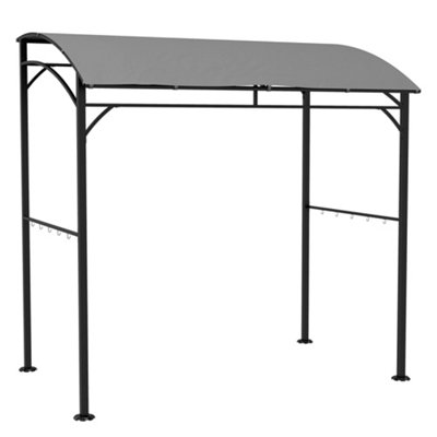Outsunny 2.2 x 1.5 m BBQ Gazebo Tent Sun Shade with Canopy and 10 Hooks, Grey