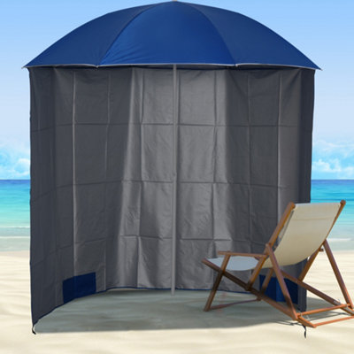 Outsunny 6ft Round Beach Umbrella With Tilt - UV Protection, Push Button Tilt, Green Striped, Stand Not Included