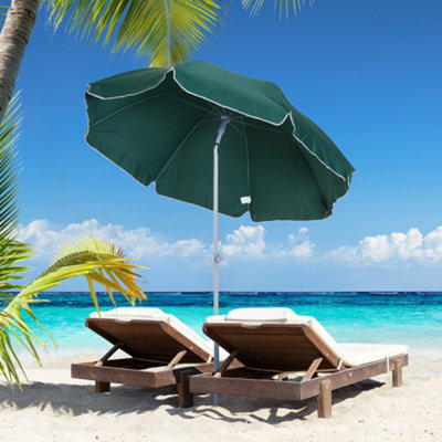 Tilt Garden Beach Umbrella Patio Sun Shade Dark Green | DIY at B&Q