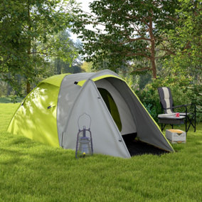 Outsunny 2-3 Man Camping Tent with Living Area, 2000mm Waterproof, Yellow