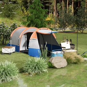 Outsunny 2-3 Man Camping Tunnel Tent with Bedroom and Living Room, Orange