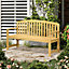 Outsunny 2-3 Person Garden Bench Wooden Outdoor Furniture with Armrest Orange